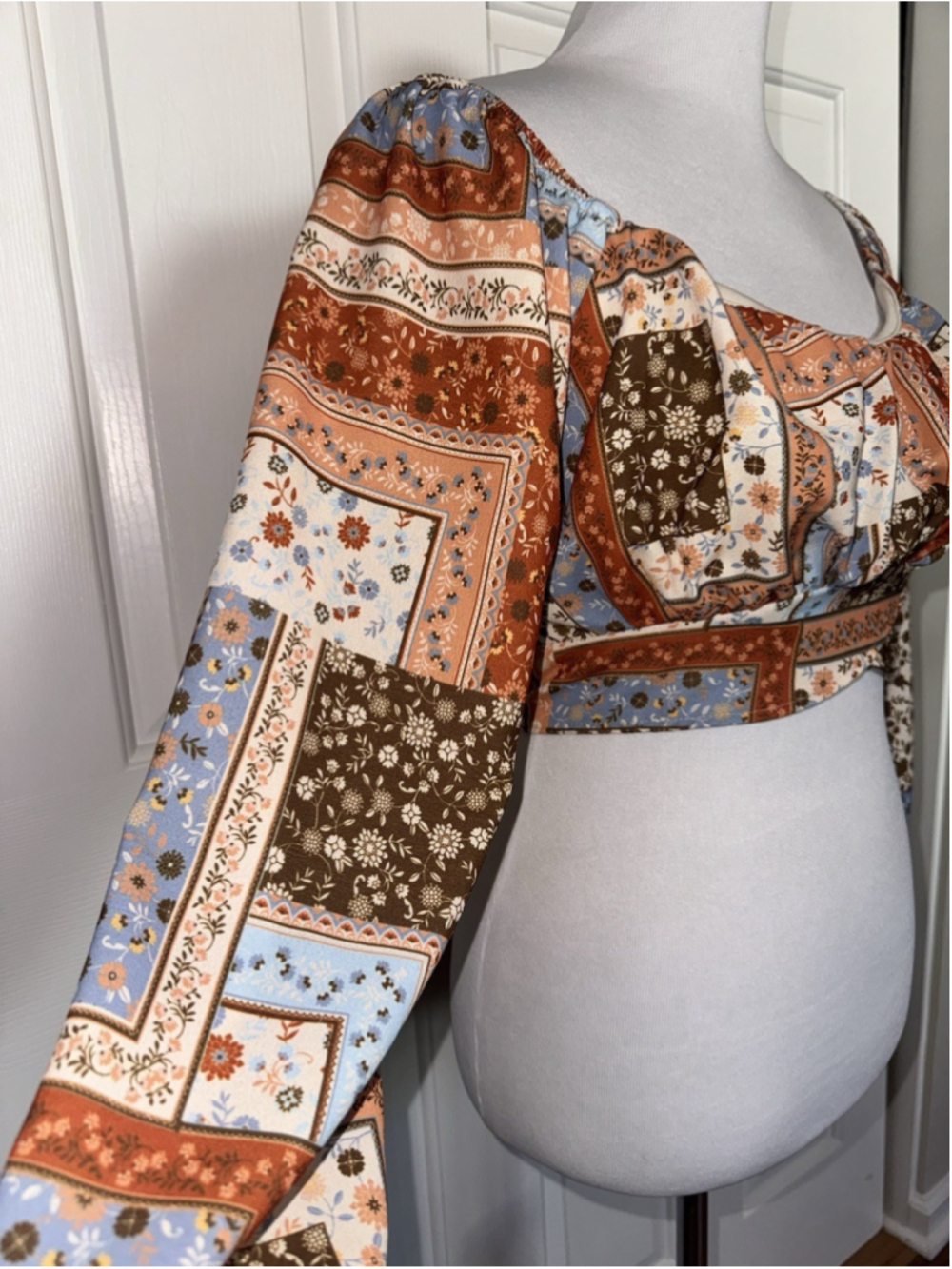 Altar’d State Boho Patchwork Crop Top Prairie Earthy Festival Peasant Size Large - Picture 3 of 11